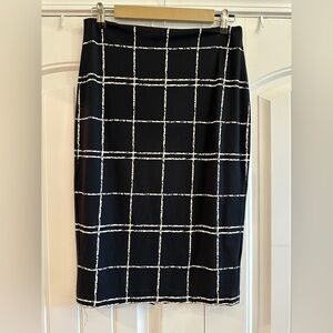 Express Black and White Grid Pencil Skirt